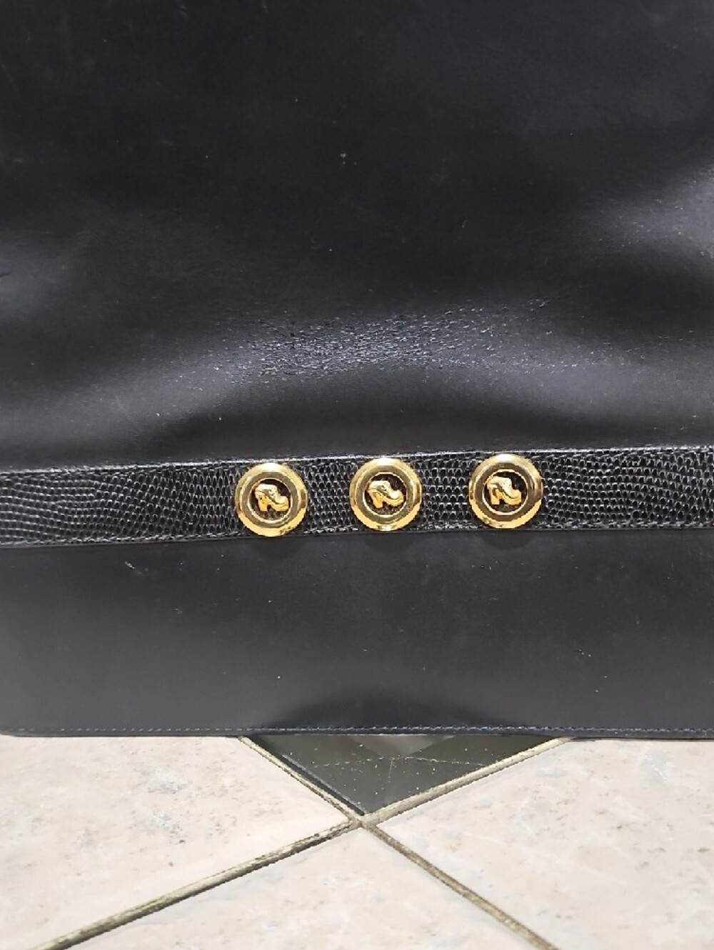 Vintage Salvatore Ferragamo Leather Black Shoulder Bag w/Gold Hardware & COA - Picture 3 of 16